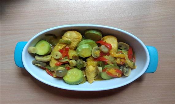 خوراک فیله با سبزیجات