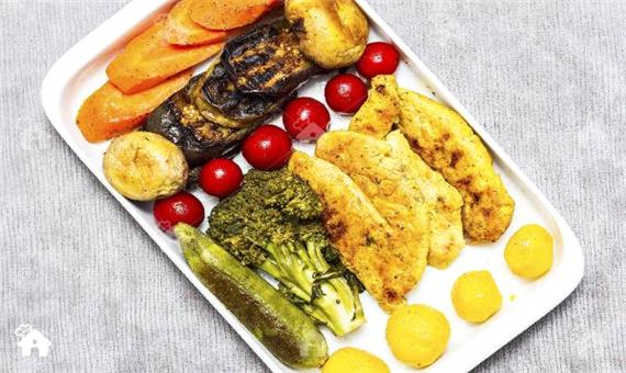 آموزش غذای رژیمی مرغ و سبزیجات گریل شده ساده و سالم