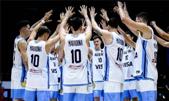 ادای احترام بسکتبالیست‌های آرژانتینی به مارادونا