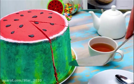 آموزش کیک هندوانه ای