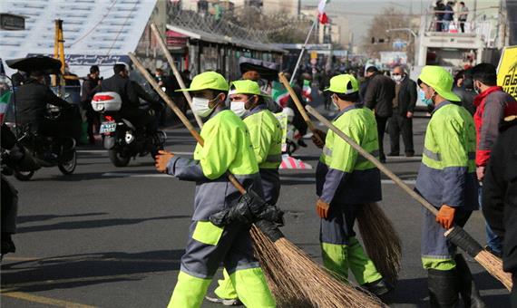 مسیر راهپیمایی روز 22 بهمن پاکسازی شد
