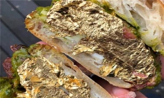 ساندویچ لاکچری استیک با ورقه‌های طلا