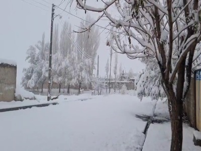بارش برف در روستای مائین بلاغ شهرستان تکاب