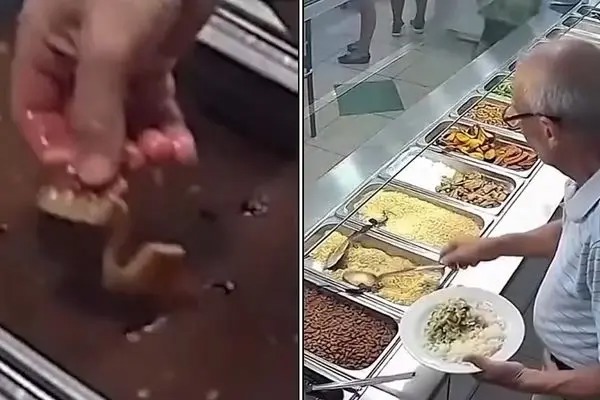 جنجال افتادن دندان مصنوعی در غذای رستوران سلف‌سرویس