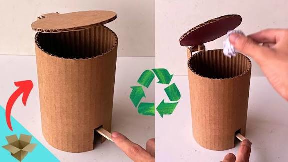 ساخت سطل با مقوا و چوب و کاغذ