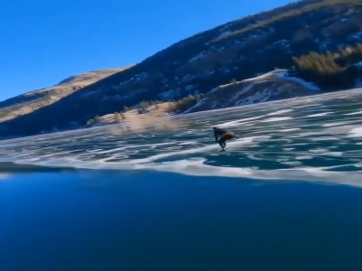 اسکیت روی دریاچه یخ زده آمریکا