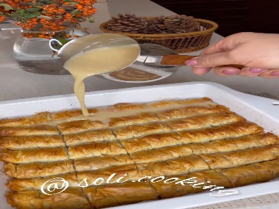 طرز تهیه باقلوا با شیر عسلی